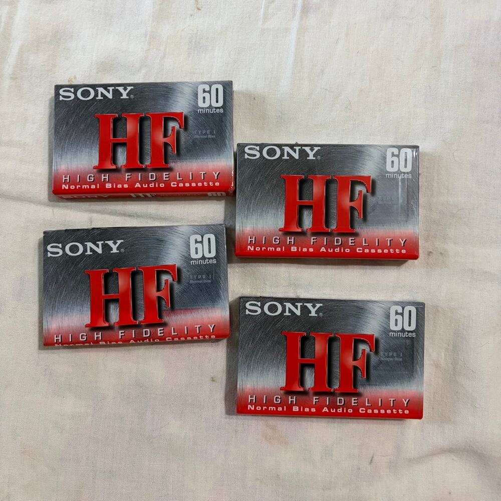 Vtg NOS Sony HF 60 Minute Blank Audio Cassette Tape C-60HFC 4 pack
